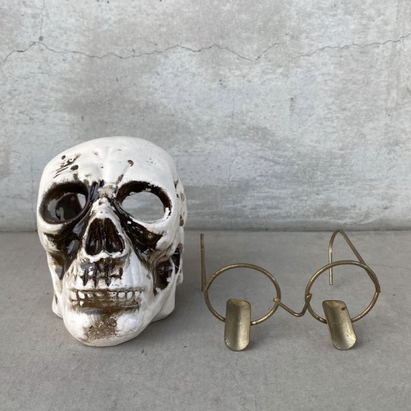 画像7: ヴィンテージ スカル 灰皿 陶器 ドクロ メガネ 眼鏡 JAPAN 日本製 (7)