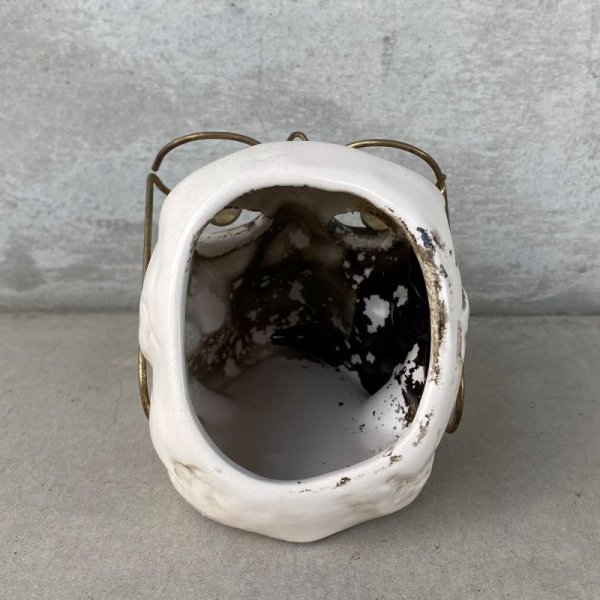 画像3: ヴィンテージ スカル 灰皿 陶器 ドクロ メガネ 眼鏡 JAPAN 日本製 (3)