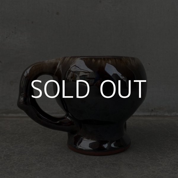 画像3: VINTAGE SKULL MUG ヴィンテージ スカル ドクロ マグカップ JAPAN / 陶器 ブラウン コレクタブル (3)
