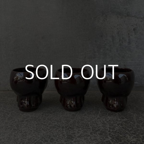 画像7: VINTAGE SKULL LAY OFF JAPAN ヴィンテージ ポイズンボトル デカンタ セット / ショットグラス 骸骨 陶器 日本製 (7)