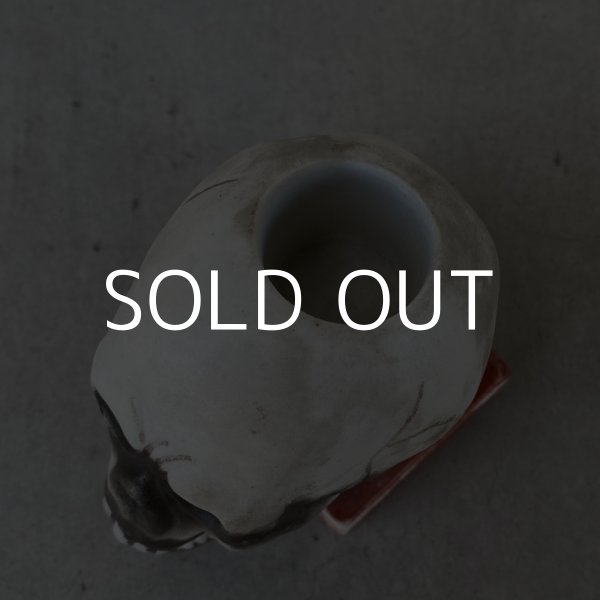 画像6: VINTAGE ANTIQUE SKULL CANDLE HOLDER ヴィンテージ アンティーク ドクロ キャンドルホルダー / オブジェ コレクタブル スカルオンブック 陶器 骸骨 日本製 輸出用 JAPAN (6)