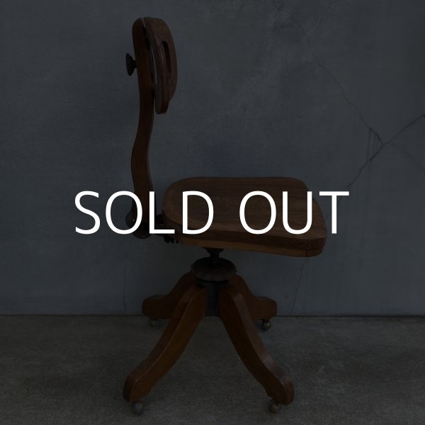 画像3: VINTAGE ANTIQUE FULTON OFFICE FURNITURE CO. ヴィンテージ アンティーク 椅子 アメリカ / インダストリアル ウッド 回転椅子 家具 木製 店舗 什器 (3)