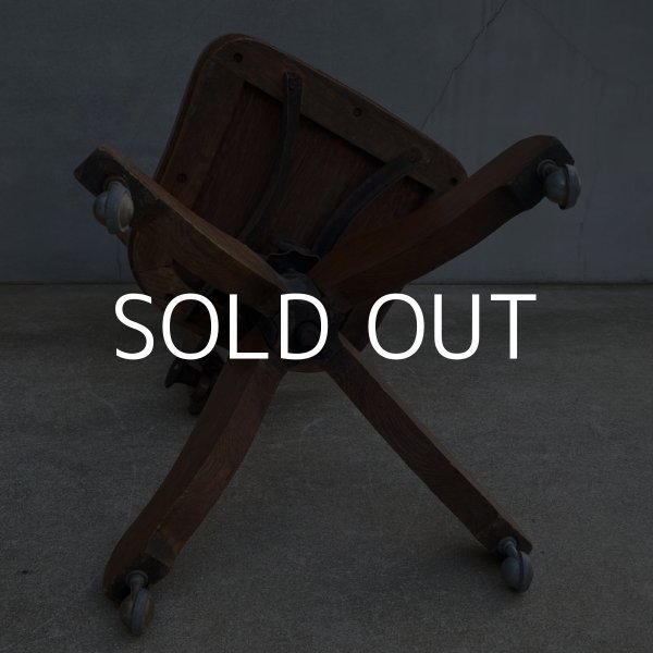 画像9: VINTAGE ANTIQUE FULTON OFFICE FURNITURE CO. ヴィンテージ アンティーク 椅子 アメリカ / インダストリアル ウッド 回転椅子 家具 木製 店舗 什器 (9)