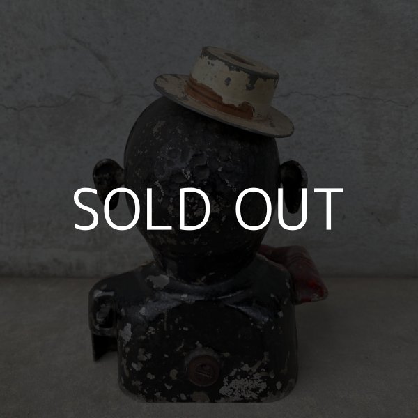 画像2: VINTAGE ANTIQUE STARKIE'S JOLLY BANK ヴィンテージ アンティーク ジョリーバンク メカニカルバンク 貯金箱 アメリカ / アルミ 帽子 コレクタブル (2)