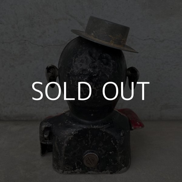 画像2: VINTAGE ANTIQUE STARKIE'S JOLLY BANK ヴィンテージ アンティーク ジョリーバンク メカニカルバンク 貯金箱 アメリカ / アルミ 帽子 コレクタブル (2)