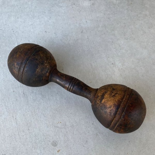 画像2: VINTAGE ANTIQUE WOODEN DUMBBELL ヴィンテージ アンティーク 木製 ダンベル アメリカ / オブジェ ディスプレイ コレクタブル USA (2)