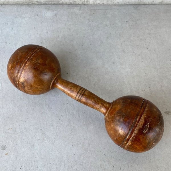 画像4: VINTAGE ANTIQUE WOODEN DUMBBELL ヴィンテージ アンティーク 木製 ダンベル アメリカ / オブジェ ディスプレイ コレクタブル USA (4)