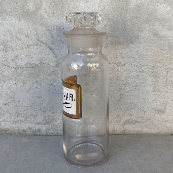 画像4: VINTAGE ANTIQUE PV.CANTHAR. DRUG BOTTLE MEDICINE BOTTLE ヴィンテージ アンティーク ドラックボトル メディスンボトル 薬瓶 アメリカ / ドラッグジャー ガラス ディスプレイ USA (4)