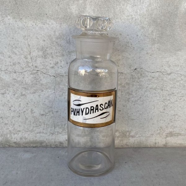 画像1: VINTAGE ANTIQUE PV.HYDRAS.CAN. DRUG BOTTLE MEDICINE BOTTLE ヴィンテージ アンティーク ドラックボトル メディスンボトル 薬瓶 アメリカ / ドラッグジャー ガラス ディスプレイ USA (1)