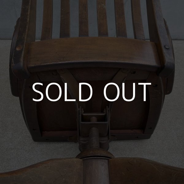 画像12: VINTAGE ANTIQUE ヴィンテージ アンティーク 椅子 アメリカ / チェア インダストリアル ウッド 回転椅子 家具 木製 店舗 什器 USA (2) (12)