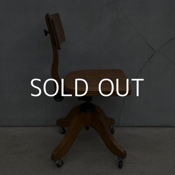 画像4: VINTAGE ANTIQUE ヴィンテージ アンティーク 椅子 アメリカ / チェア インダストリアル ウッド 回転椅子 家具 木製 店舗 什器 USA (1) (4)