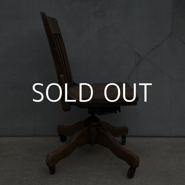 画像4: VINTAGE ANTIQUE ヴィンテージ アンティーク 椅子 アメリカ / チェア インダストリアル ウッド 回転椅子 家具 木製 店舗 什器 USA (2) (4)