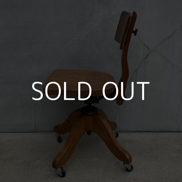 画像5: VINTAGE ANTIQUE ヴィンテージ アンティーク 椅子 アメリカ / チェア インダストリアル ウッド 回転椅子 家具 木製 店舗 什器 USA (1) (5)