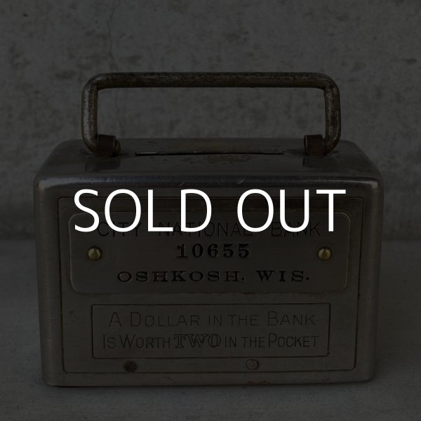 画像2: VINTAGE ANTIQUE CITY NATIONAL BANK COIN BANK ヴィンテージ アンティーク コインバンク 貯金箱 アメリカ / コレクタブル オブジェ インテリア ノベルティ 銀行 USA (2)