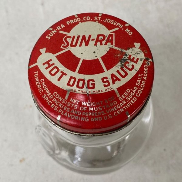 画像6: VINTAGE ANTIQUE SAN-RA HOT DOG SAUCE GLASS FIGURAL BOTTLE JAR ヴィンテージ アンティーク サンラホットドッグソース グラス ジャー アメリカ / コレクタブル 瓶 ボトル ガラス オブジェ 調味料入れ USA (6)
