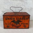 画像3: VINTAGE ANTIQUE UNION LEADER CUT PLUG TOBACCO TIN CAN ヴィンテージ アンティーク 煙草 ティン 缶 アメリカ / アドバタイジング たばこ入れ 小物入れ 収納 雑貨 USA  (3)