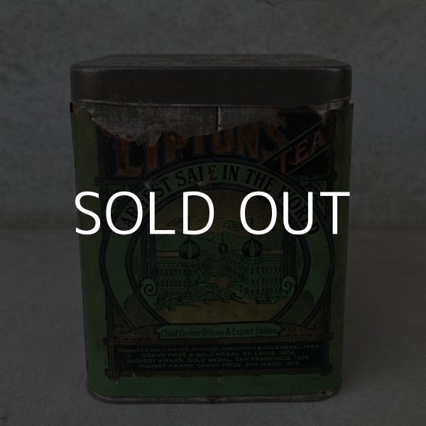 画像2: VINTAGE ANTIQUE LIPTON'S TEA TIN CAN ヴィンテージ アンティーク リプトン ティン 缶 アメリカ / アドバタイジング インテリア キッチン カフェ 小物入れ 収納 雑貨 USA  (2)