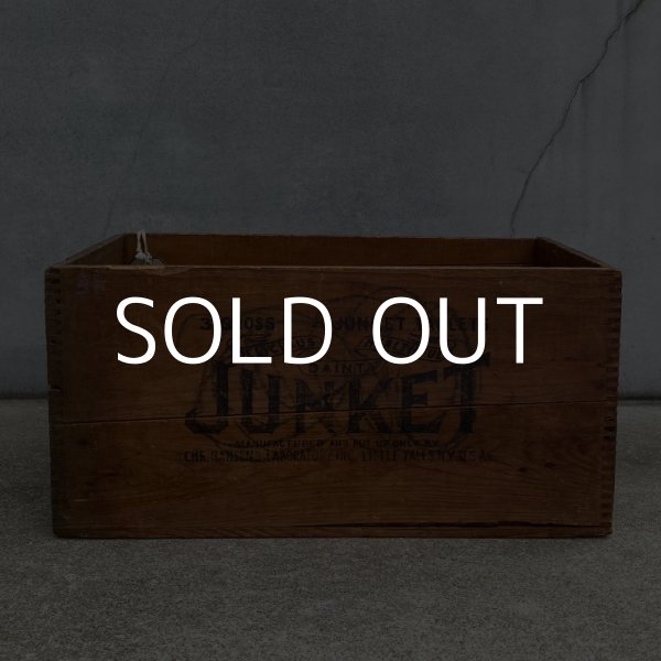 画像2: VINTAGE ANTIQUE JUNKET WOOD CRATE WOOD BOX ヴィンテージ アンティーク ウッドボックス 木箱 アメリカ / ディスプレイ アイスクリーム 運搬用 収納 店舗什器 USA  (2)