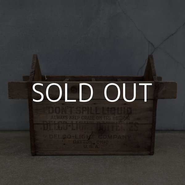 画像3: VINTAGE ANTIQUE WOOD CRATE WOOD BOX DELCO LIGHT BATTERIES ヴィンテージ アンティーク ウッドボックス 木箱 アメリカ / ディスプレイ インダストリアル バッテリー 収納 店舗什器 USA  (3)