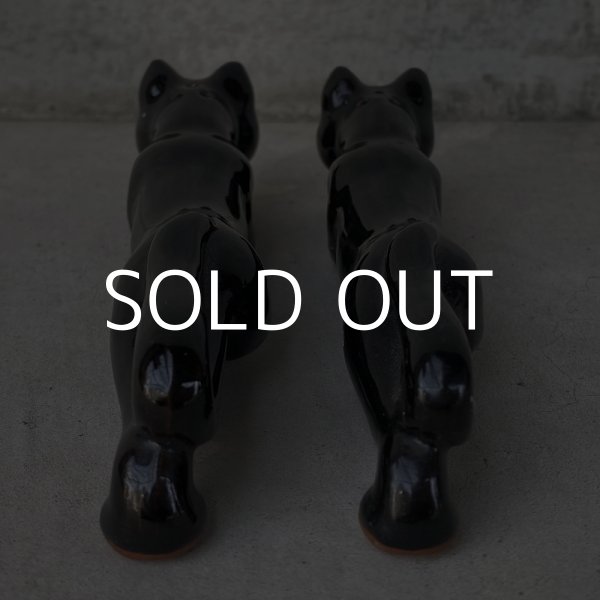 画像2: VINTAGE ANTIQUE SALT&PEPPER CAT ヴィンテージ アンティーク ソルト＆ペッパー 猫 / JAPAN コレクタブル オブジェ ネコ 陶器 塩胡椒入れ 輸出用 日本製 (2)