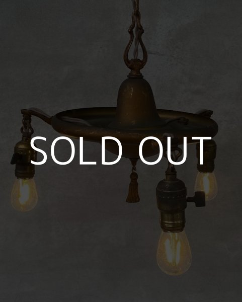 画像10: VINTAGE ANTIQUE ヴィンテージ アンティーク シャンデリア 吊り下げライト アメリカ / 3灯 ライト ペンダントライト ブラス 真鍮 天井照明 USA  (2) (10)