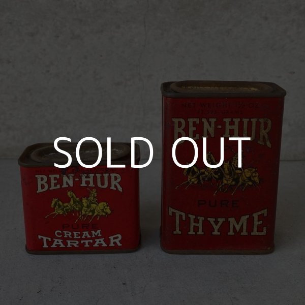 画像2: VINTAGE ANTIQUE BEN HUR TIN CAN ヴィンテージ アンティーク 缶 / アメリカ パウダー カフェ キッチン ブリキ セット オブジェ 小物入れ 雑貨  USA  (2)