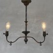 画像8: VINTAGE ANTIQUE LIGHT LAMP JAPANNED ヴィンテージ アンティーク シャンデリア 吊り下げライト ジャパンド アメリカ / 2灯 ペンダントライト ジャパンカラー 天井照明 USA   (8)