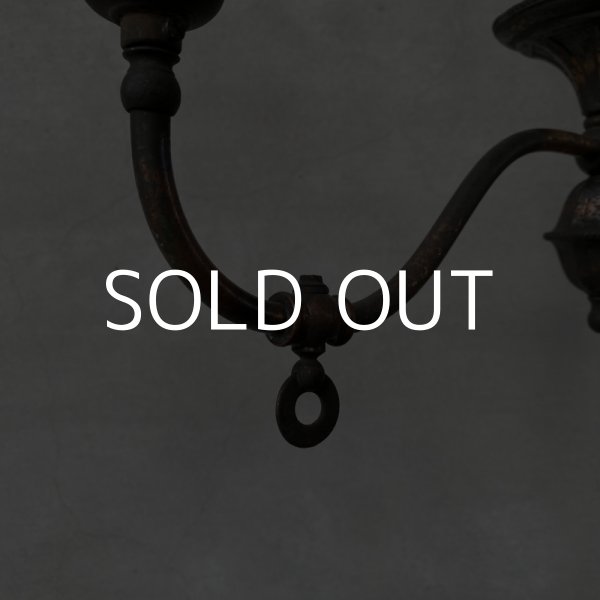 画像4: VINTAGE ANTIQUE LIGHT LAMP JAPANNED ヴィンテージ アンティーク シャンデリア 吊り下げライト ジャパンド アメリカ / 2灯 ペンダントライト ジャパンカラー 天井照明 USA   (4)