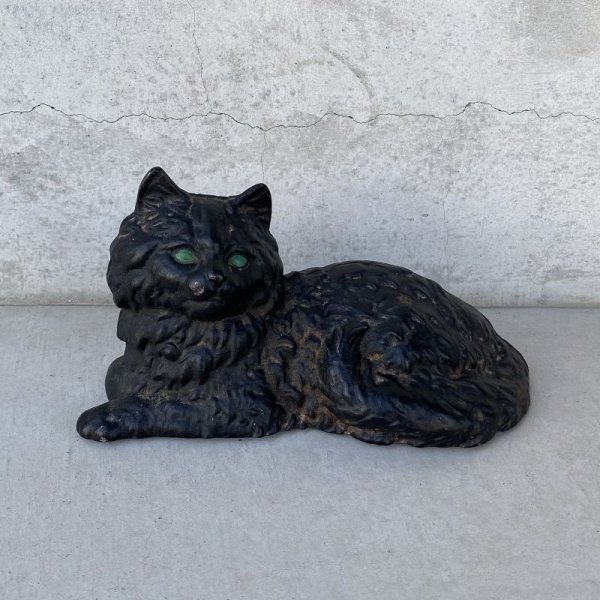 画像1: VINTAGE ANTIQUE CAT DOOR STOPPER ヴィンテージ アンティーク 猫 ドアストッパー / コレクタブル オブジェ キャストアイアン 鋳物 置物 動物 店舗什器 アメリカ  (1)