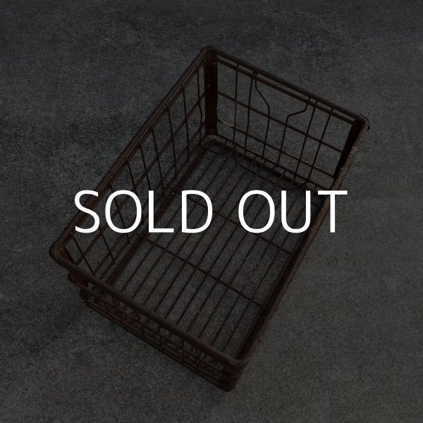 画像4: VINTAGE ANTIQUE WIRE BASKET ヴィンテージ アンティーク ワイヤーバスケット メタルボックス かご / インダストリアル ガレージ アイアン 収納 什器 ケース アメリカ USA (1) (4)