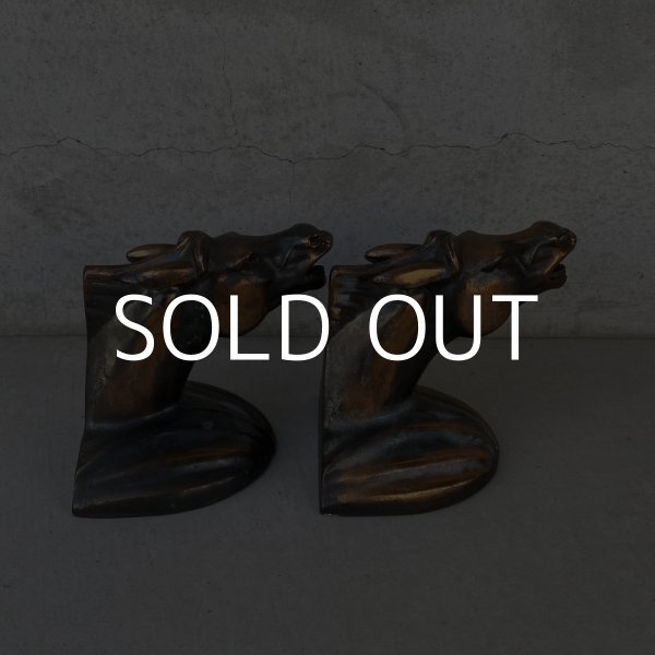 画像4: VINTAGE ANTIQUE BOOKENDS JAPANNED HORSE ヴィンテージ アンティーク ブックエンド ブックスタンド ジャパンフィニッシュ ジャパンカラー 本立て 馬 / コレクタブル オブジェ ディスプレイ ジャパンド 置物 動物 アメリカ (4)