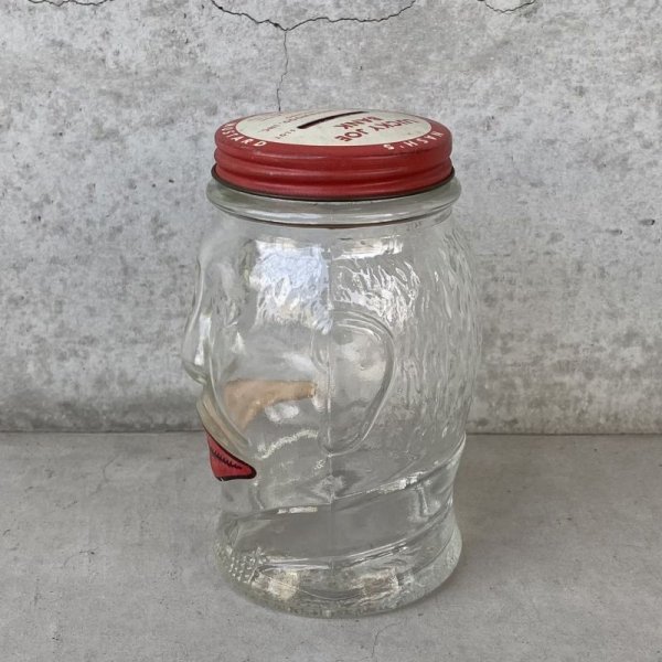 画像5: VINTAGE ANTIQUE LUCKY JOE BANK BOTTLE JAR ヴィンテージ アンティーク コインバンク 貯金箱 グラスジャー / コレクタブル 瓶 ボトル ガラス オブジェ アメリカ USA (2) (5)