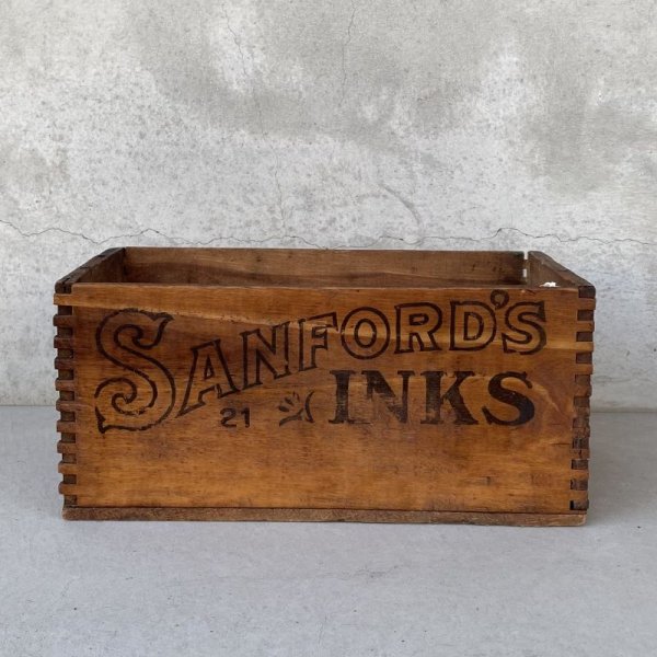 画像4: VINTAGE ANTIQUE WOOD CRATE WOODEN BOX SANFORD MFG CO ヴィンテージ アンティーク ウッドボックス 木箱 / インダストリアル コレクタブル 収納 ケース 店舗什器 アメリカ USA  (4)