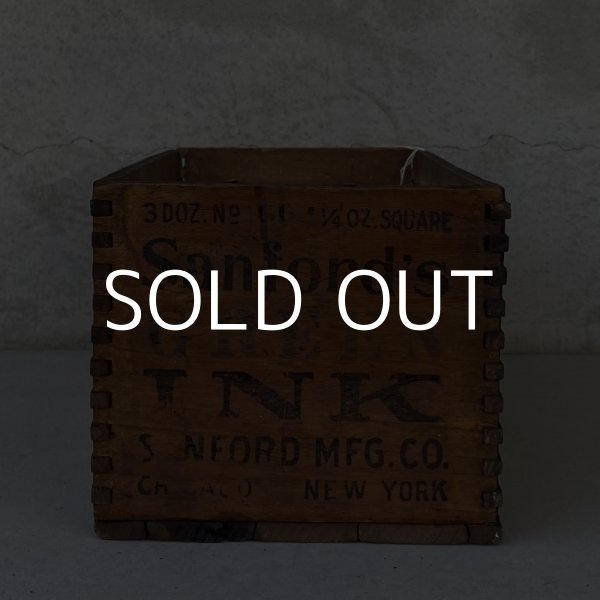 画像2: VINTAGE ANTIQUE WOOD CRATE WOODEN BOX SANFORD MFG CO ヴィンテージ アンティーク ウッドボックス 木箱 / インダストリアル コレクタブル 収納 ケース 店舗什器 アメリカ USA  (2)