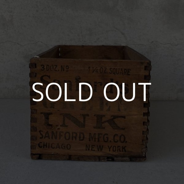 画像3: VINTAGE ANTIQUE WOOD CRATE WOODEN BOX SANFORD MFG CO ヴィンテージ アンティーク ウッドボックス 木箱 / インダストリアル コレクタブル 収納 ケース 店舗什器 アメリカ USA  (3)