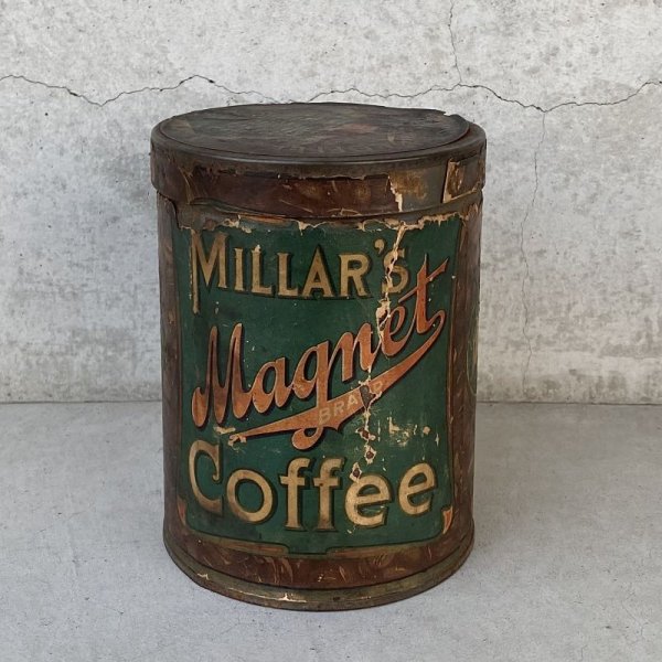 画像1: VINTAGE ANTIQUE MILLAR'S MAGNET COFFEE TIN CAN ヴィンテージ アンティーク コーヒー 缶 / コレクタブル 珈琲 企業物 小物入れ 雑貨 アメリカ USA (1)