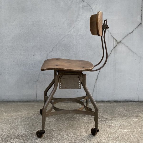 画像4: VINTAGE ANTIQUE TOLEDO CHAIR ヴィンテージ アンティーク トレド ドラフティングチェア 椅子 / インダストリアル ウッド アイアン 家具 木製 鉄 店舗 什器 UHL アメリカ (4)
