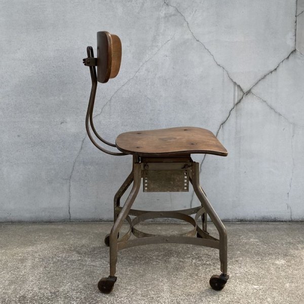 画像3: VINTAGE ANTIQUE TOLEDO CHAIR ヴィンテージ アンティーク トレド ドラフティングチェア 椅子 / インダストリアル ウッド アイアン 家具 木製 鉄 店舗 什器 UHL アメリカ (3)