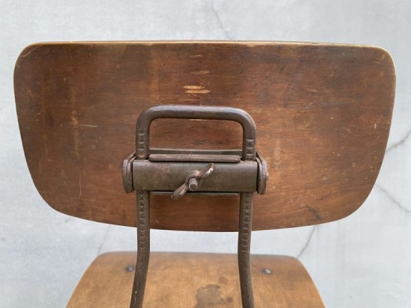 画像6: VINTAGE ANTIQUE TOLEDO CHAIR ヴィンテージ アンティーク トレド ドラフティングチェア 椅子 / インダストリアル ウッド アイアン 家具 木製 鉄 店舗 什器 UHL アメリカ (6)