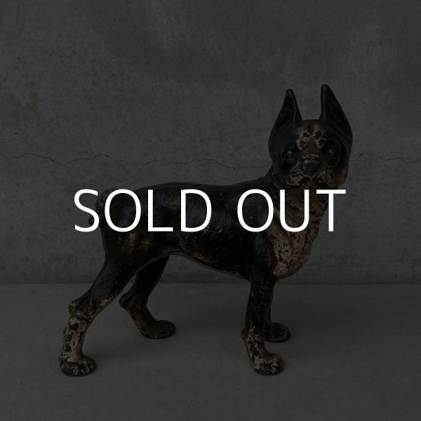 画像1: VINTAGE ANTIQUE BOSTON TERRIER DOOR STOPPER ヴィンテージ アンティーク ボストンテリア ドアストッパー / コレクタブル オブジェ キャストアイアン 鋳物 置物 犬 店舗什器 アメリカ  (1) (1)
