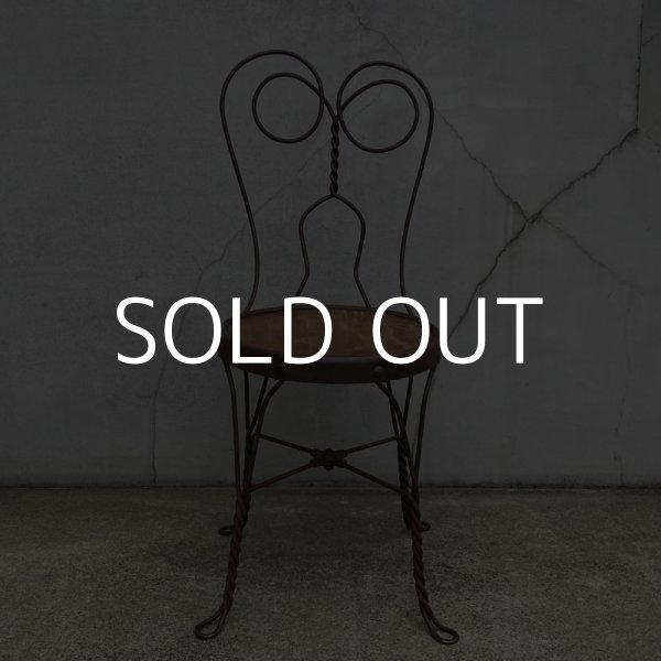 画像2: VINTAGE ANTIQUE ICE CREAM PARLOR CHAIR ヴィンテージ アンティーク アイスクリームパーラーチェア 椅子 / ウッド アイアン 木製 家具 店舗 什器 アメリカ USA (2) (2)