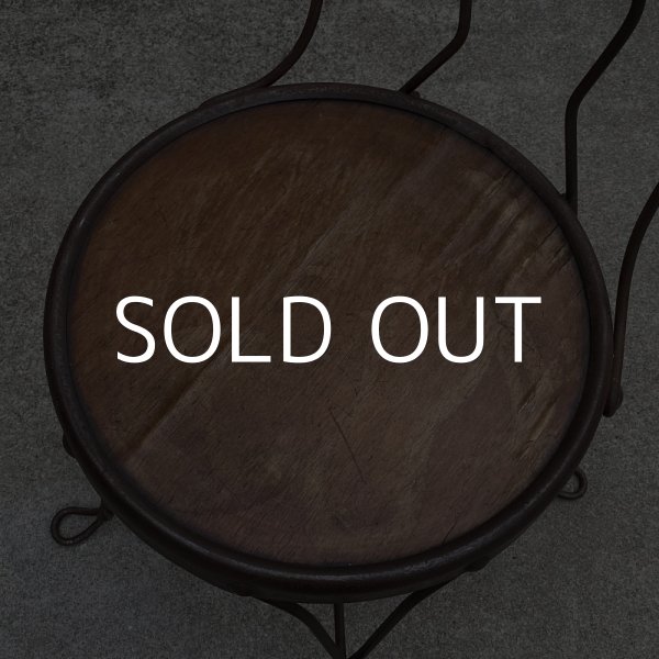 画像6: VINTAGE ANTIQUE ICE CREAM PARLOR CHAIR ヴィンテージ アンティーク アイスクリームパーラーチェア 椅子 / ウッド アイアン 木製 家具 店舗 什器 アメリカ USA (2) (6)