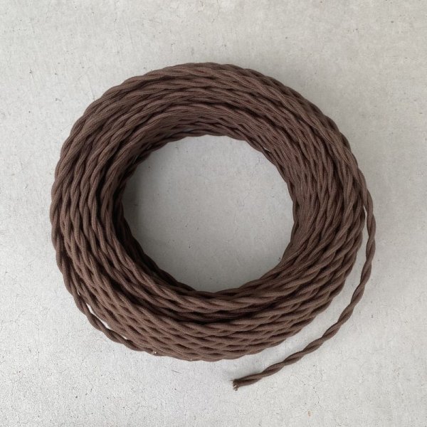 画像1: ELECTRIC LAMP CORD コード 配線 茶 ブラウン / 電気 照明 ランプ リペアパーツ ツイストコード コットン 1ｍ〜 2芯 アメリカ USA  (1)