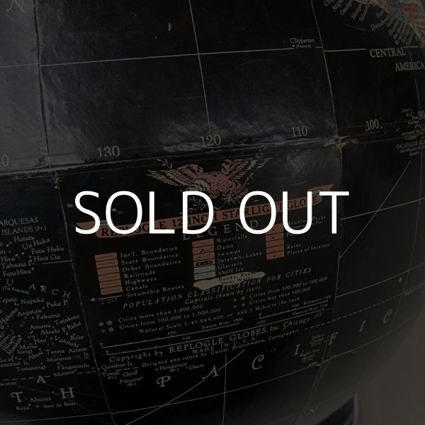画像4: VINTAGE ANTIQUE REPLOGLE GLOBE BLACK OCEAN ヴィンテージ アンティーク 地球儀 ブラックオーシャン / コレクタブル 地図 インテリア 50' 黒色 店舗什器 アメリカ USA (4)