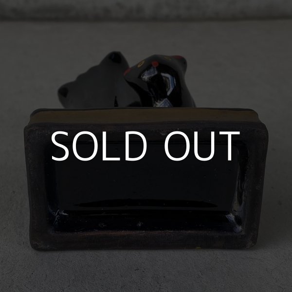 画像7: VINTAGE ANTIQUE CERAMIC PEN HOLDER BLACK CAT ヴィンテージ アンティーク セラミック ペンホルダー 黒猫 / コレクタブル オブジェ ディスプレイ 陶器 置物 輸出用 (7)