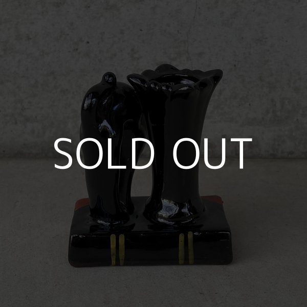 画像3: VINTAGE ANTIQUE CERAMIC PEN HOLDER BLACK CAT ヴィンテージ アンティーク セラミック ペンホルダー 黒猫 / コレクタブル オブジェ ディスプレイ 陶器 置物 輸出用 (3)
