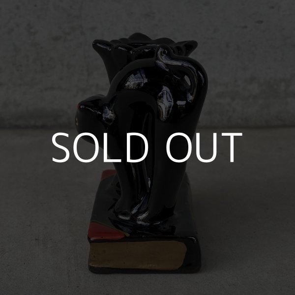 画像4: VINTAGE ANTIQUE CERAMIC PEN HOLDER BLACK CAT ヴィンテージ アンティーク セラミック ペンホルダー 黒猫 / コレクタブル オブジェ ディスプレイ 陶器 置物 輸出用 (4)