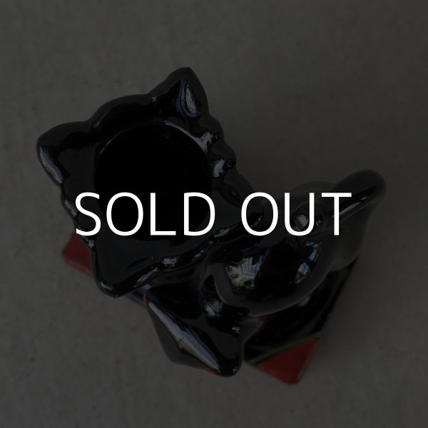 画像6: VINTAGE ANTIQUE CERAMIC PEN HOLDER BLACK CAT ヴィンテージ アンティーク セラミック ペンホルダー 黒猫 / コレクタブル オブジェ ディスプレイ 陶器 置物 輸出用 (6)