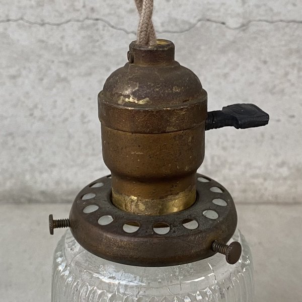 画像6: VINTAGE ANTIQUE LAMP ヴィンテージ アンティーク 吊り下げライト / ライト ペンダントライト ガラスシェード  スカート 天井照明 アメリカ (6)