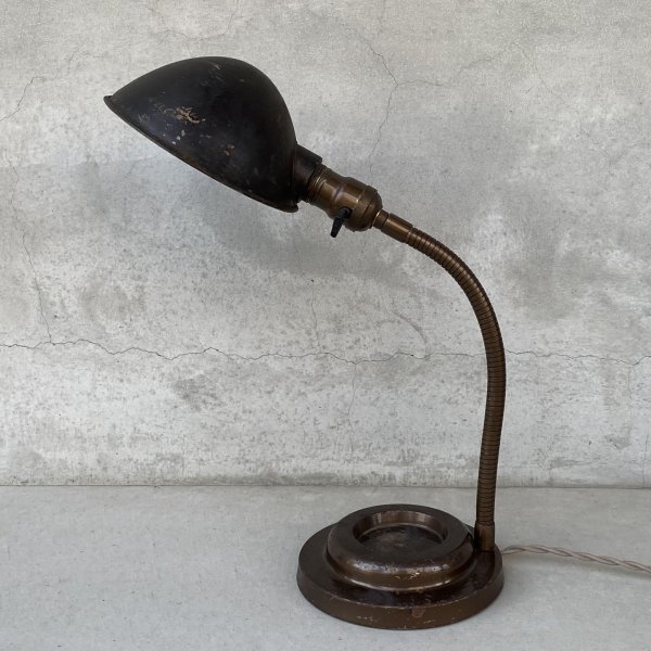 画像4: VINTAGE ANTIQUE DESKLAMP ヴィンテージ アンティーク デスクランプ スタンドライト 卓上ライト 照明 / グースネック インダストリアル アイアン 鉄 店舗什器 アメリカ (4)
